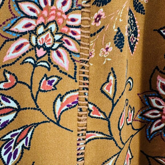 DR2 Copper Brown Floral Ruffle Sleeve Blouse Size M Semi-Sheer - Picture 5 of 8